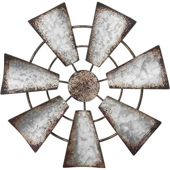 11.5" Small Farmhouse Windmill Wall Decor Rustic Iron Wall Hanging Decoration - Picture 8 of 8